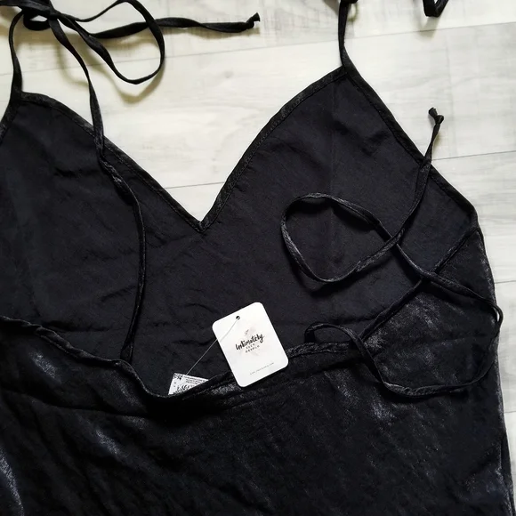 NWT Free People Tie Strap Slip Dress in Black - Picture 8 of 14